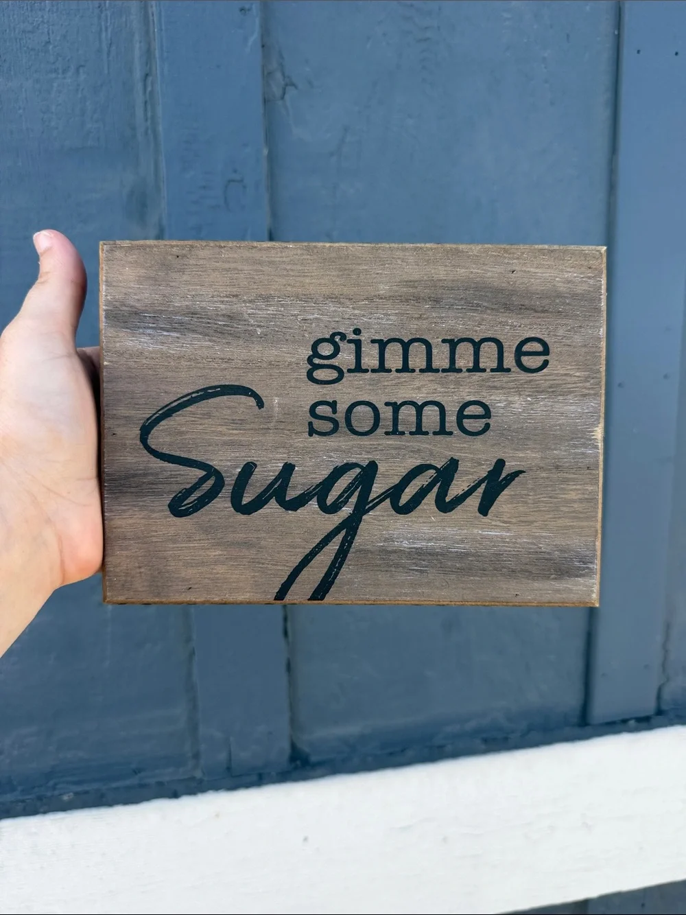 Rustic 'gimme some Sugar' Wood Wall Sign - Black on Brown